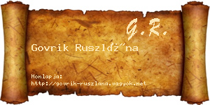 Govrik Ruszlána névjegykártya